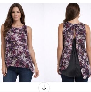 Magaschoni Silk Asymmetrical Floral Open Back Top | NWT | Size 8